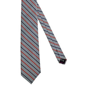 Westchester Classics Repp Neck Tie Gray Multicolor Stripe 3.75" Polyester